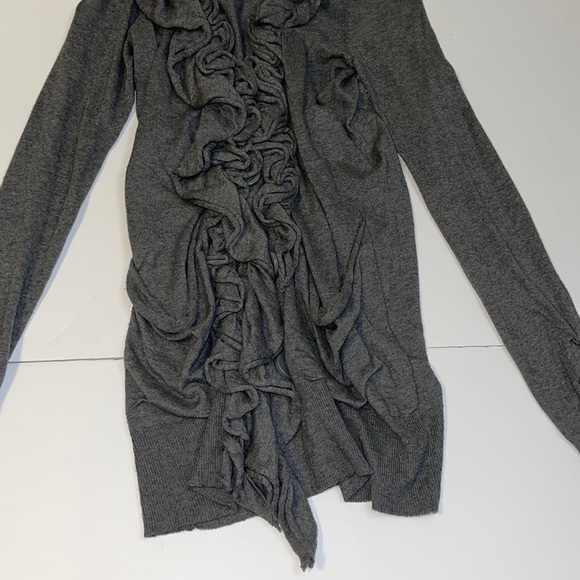 Anthropologie Moth Grey Ruffle Front Cardigan - Women’s Size Medium - Picture 5 of 8